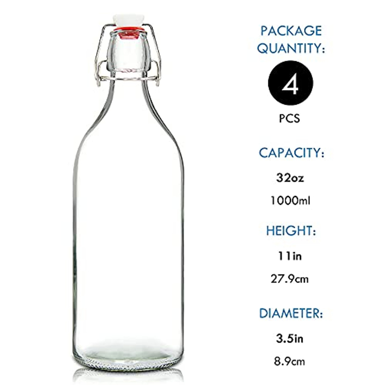  Flip Top Glass Bottle [1 Liter / 33 fl. oz.] [Pack of