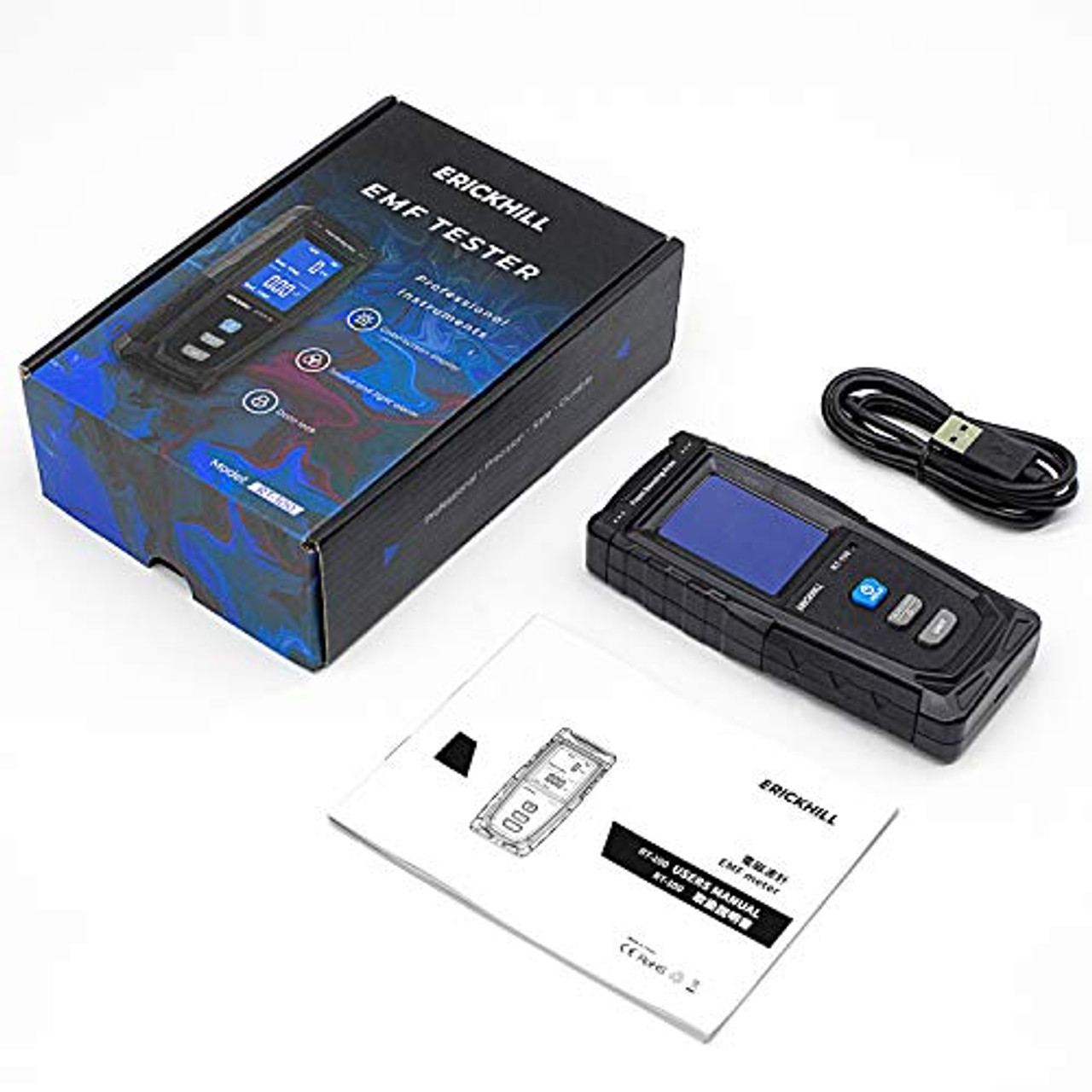 ERICKHILL EMF Meter, Rechargeable Digital Electromagnetic Field Radiation  Detector Hand-held Digital LCD EMF Detector, Great