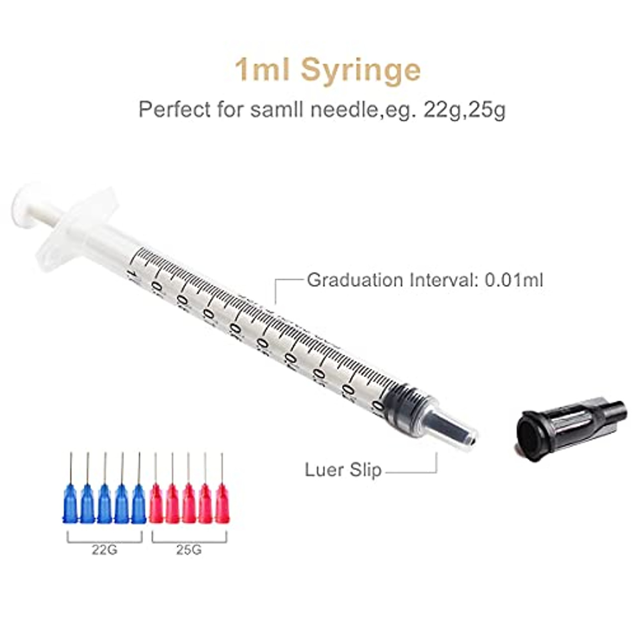 1ml Syringes with Caps (Pack of 25)