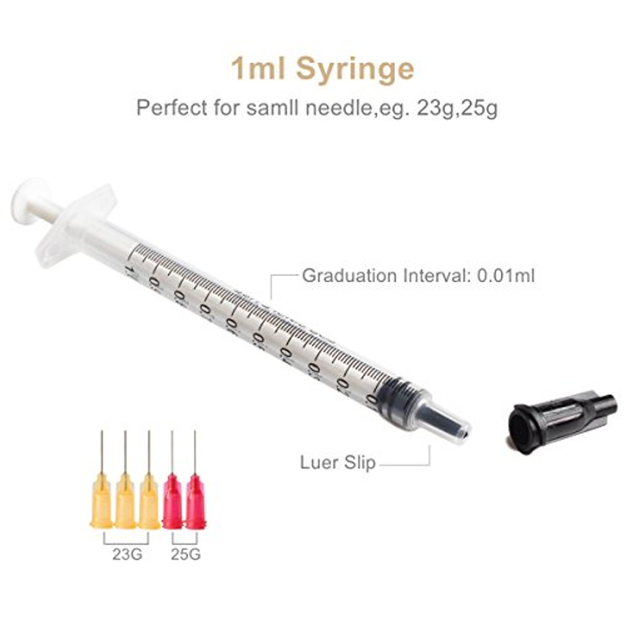 1cc/ml Syringe with 25G 1 inch Needle, for Scientific Labs, Industrial,  Liquid Measuring, Dispensing, Pack of 20