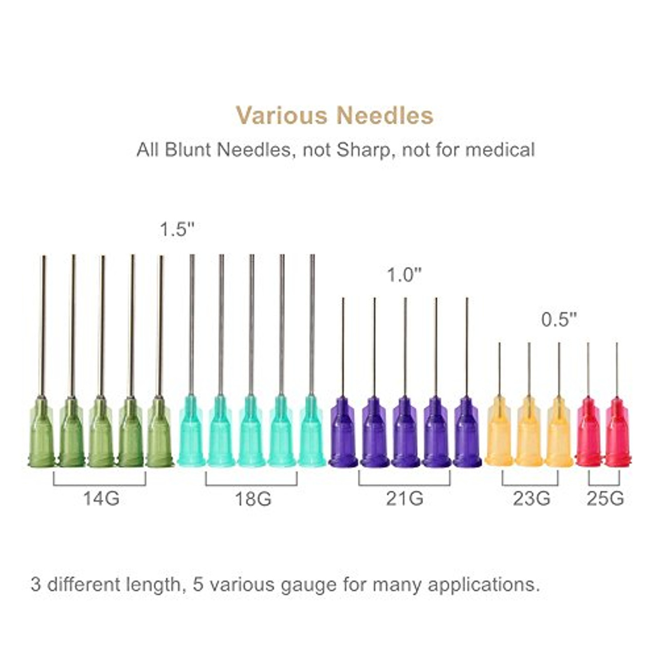 BSTEAN Syringe Blunt Tip Needles Caps Refilling and Measuring Liquids,  Adhesives, Oil or Glue Applicator (Pack