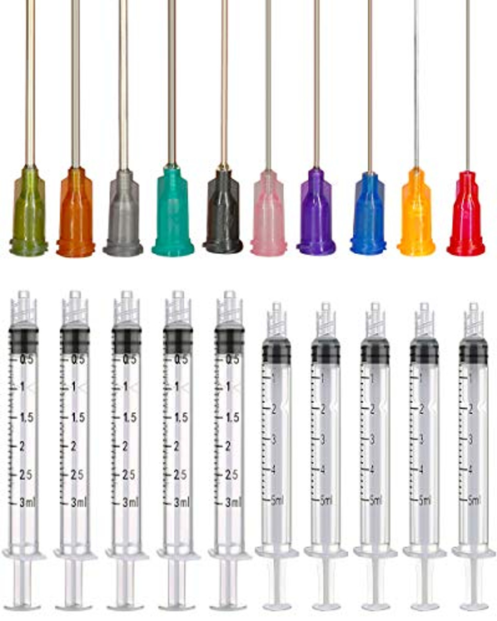 Precision Applications of Glue, 3ml 5ml Syringes and Blunt Tip Needles(14  15 16 18 19 20 21 22 23 25 Ga), for Liquid Measuring, Craft Paint, Epoxy  Resin, Oil or Adhesives Applicator