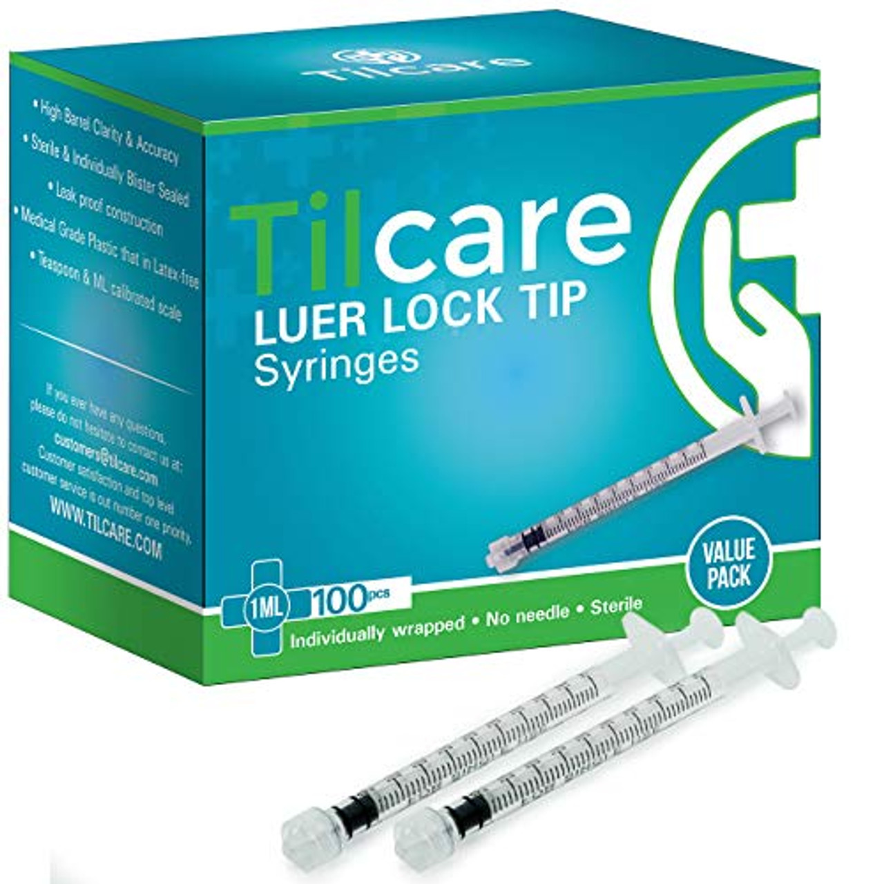 1ml Syringe Without Needle Luer Lock 100 Pack by Tilcare - Sterile