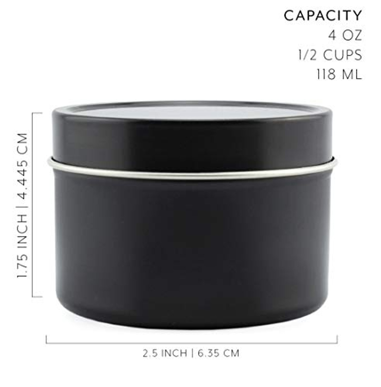 Cornucopia Brands 4-Ounce Metal Tins/Candle Tins (24-Pack); Round Containers with Slip-On Lids for
