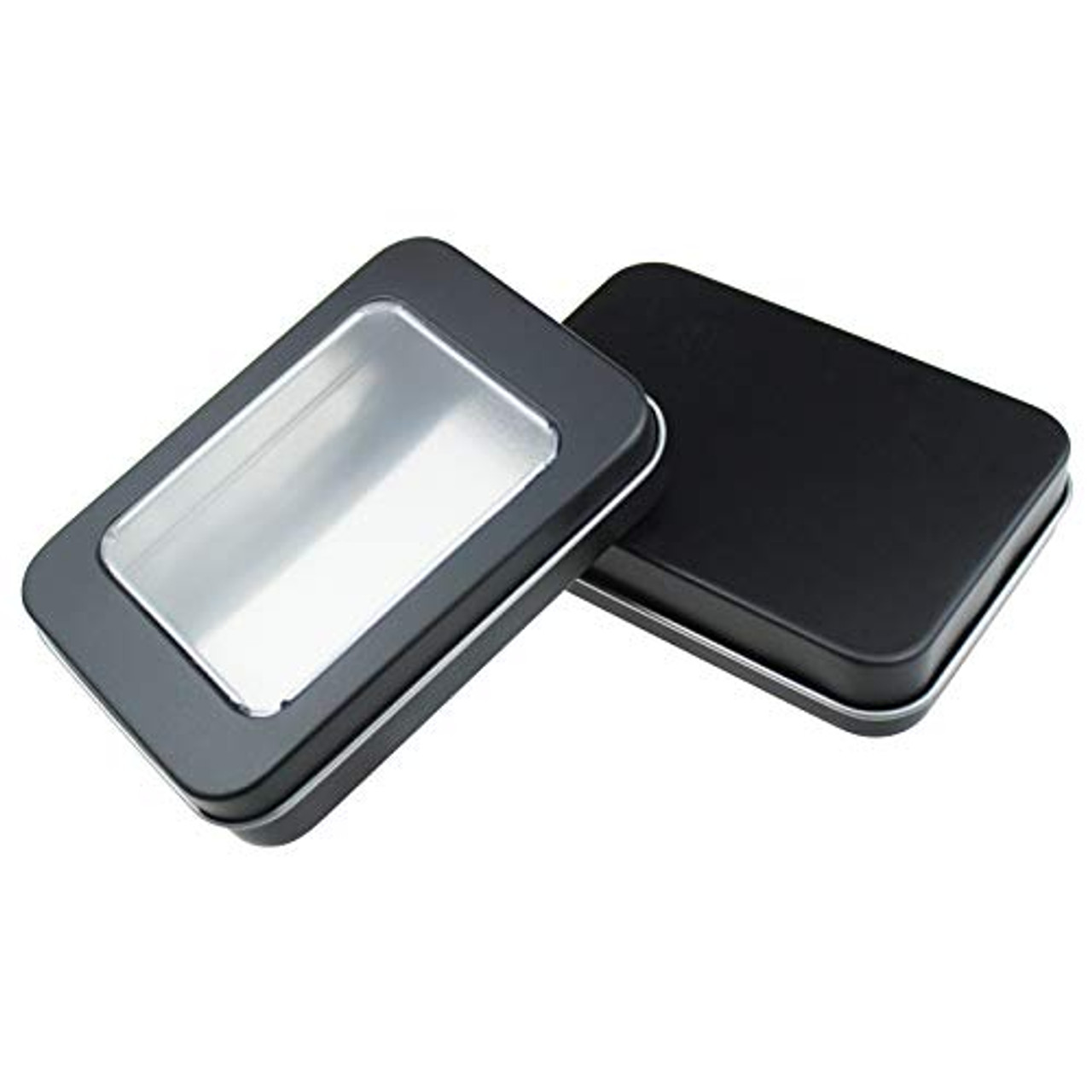 Tamicy Metal Rectangular Hinged Tins - Pack of 40 Matte Black Mini Portable Box