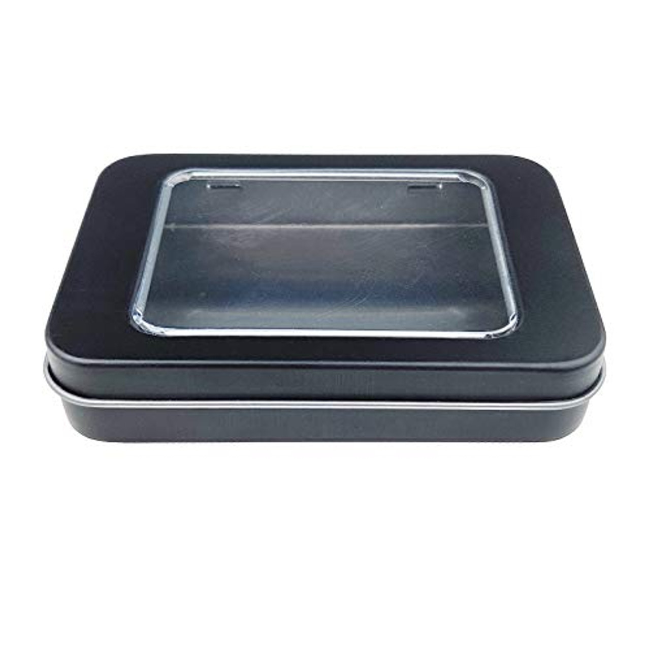 Tamicy Metal Rectangular Hinged Tins - Pack of 40 Matte Black Mini Portable Box