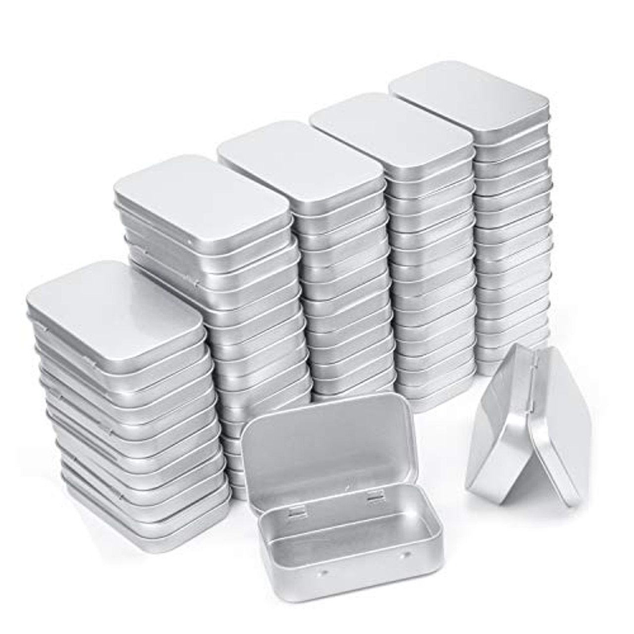 Buy Sumajuc 4 Pcs Aluminum One-Piece Storage Tin Boxes, Silver Rectangular  Altoids Tin Box, Small Mini Tin Hollow Hinged Portable Metal Box, Used to  Store Items Online at desertcartNorway