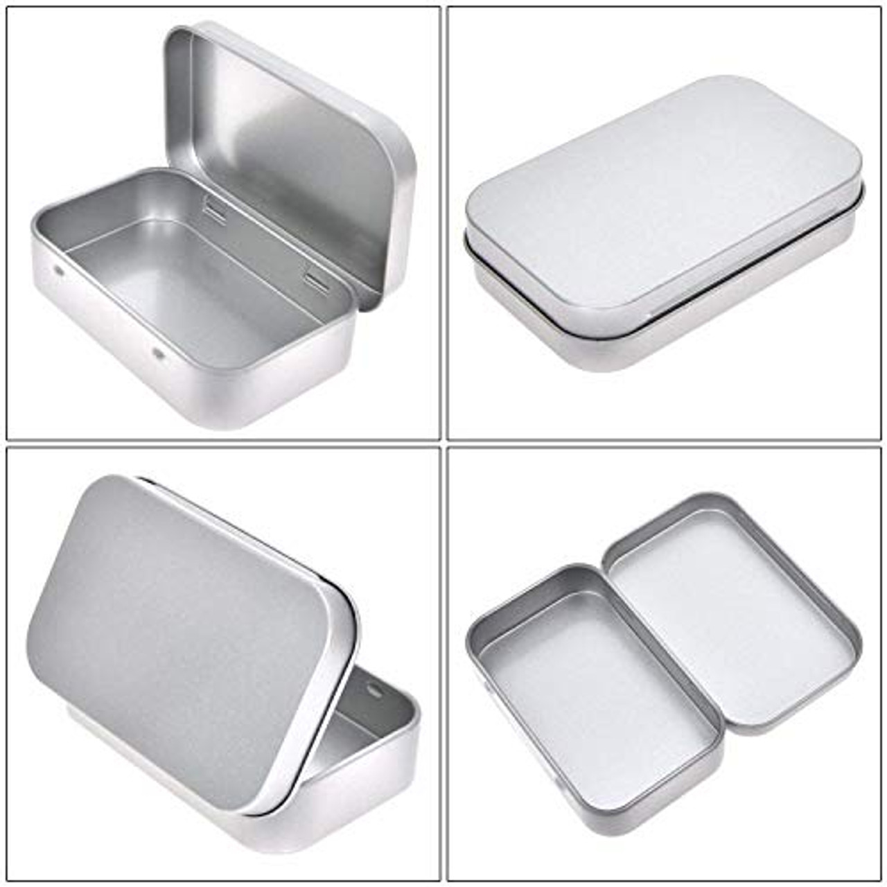 Abaodam 4pcs Box Small Storage Case Metal Tins with Lids Hinged Tins  Containers Empty Hinged Tin Metal Rectangular Tin Candy Storage Tin Small  Jewelry