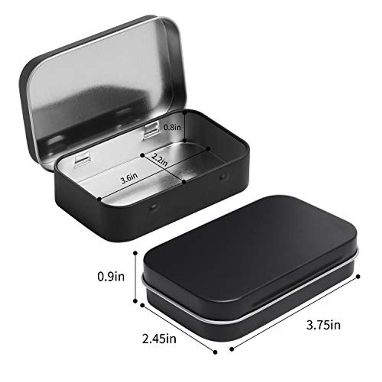 Metal Tin Box Containers 4 Pack with Hinge Lids