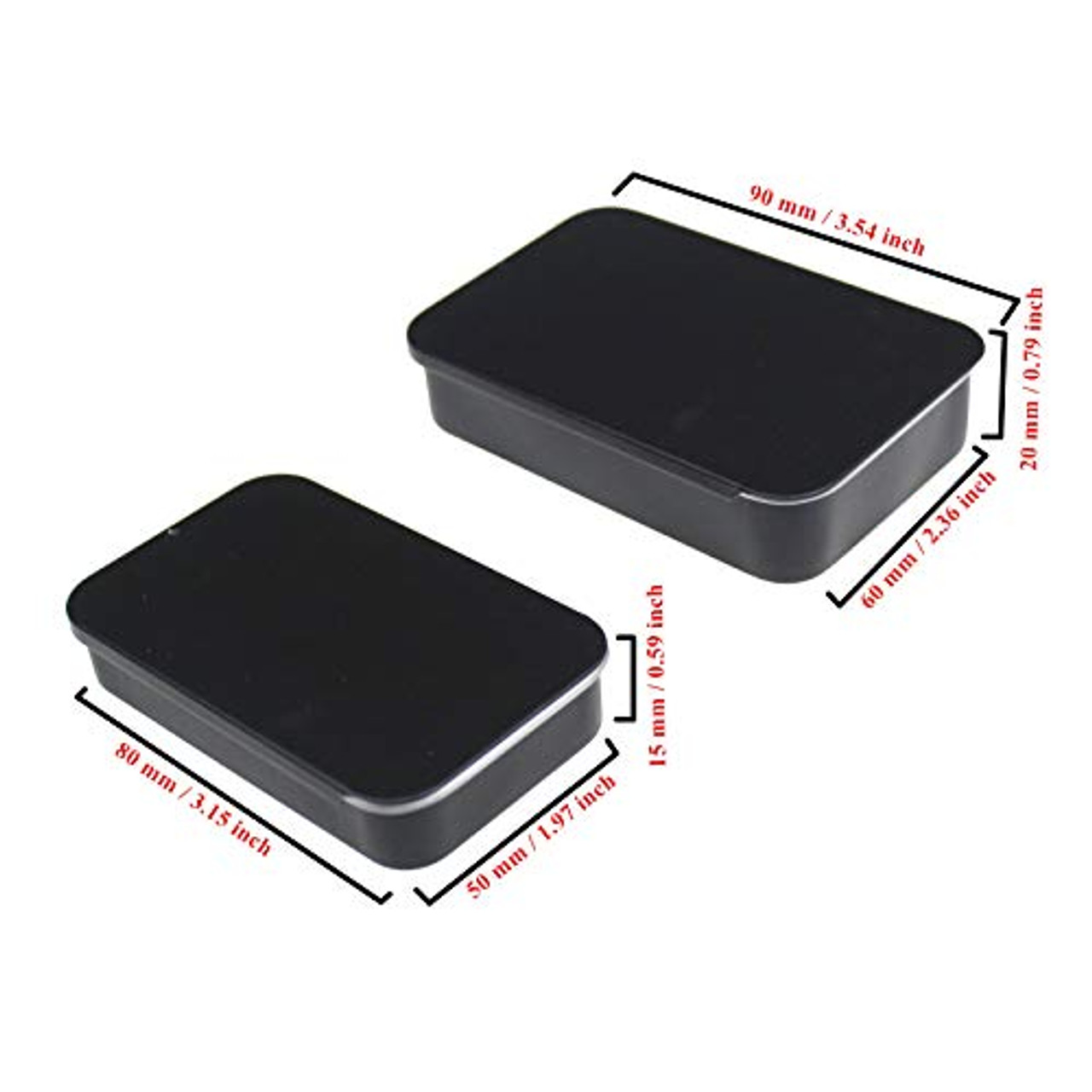 Tamicy Metal Rectangular Hinged Tins - Pack of 40 Matte Black Mini Portable  Box Containers Small Empty Storage Tins with Lids Home Organizer Kit for