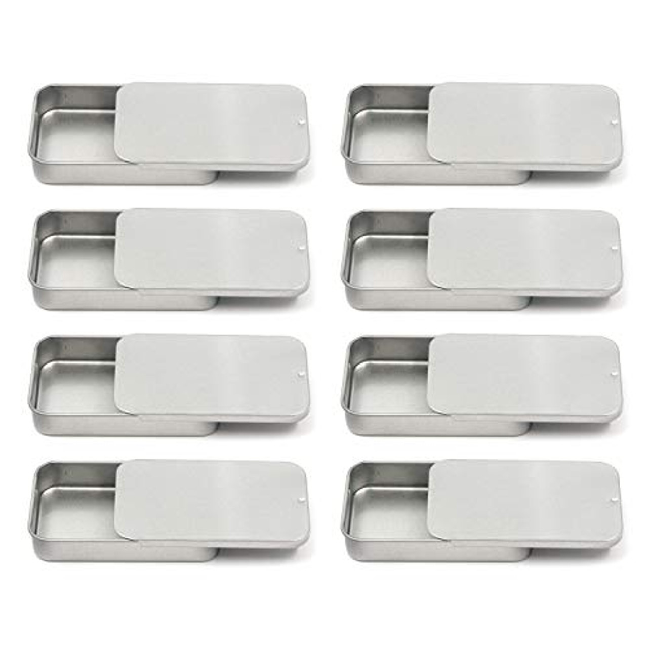Mironey 3.1 x 2 x 0.6 Metal Slide Top Tin Containers for Candies Jewelry  Crafts Pills Survival Kit Pack of 8