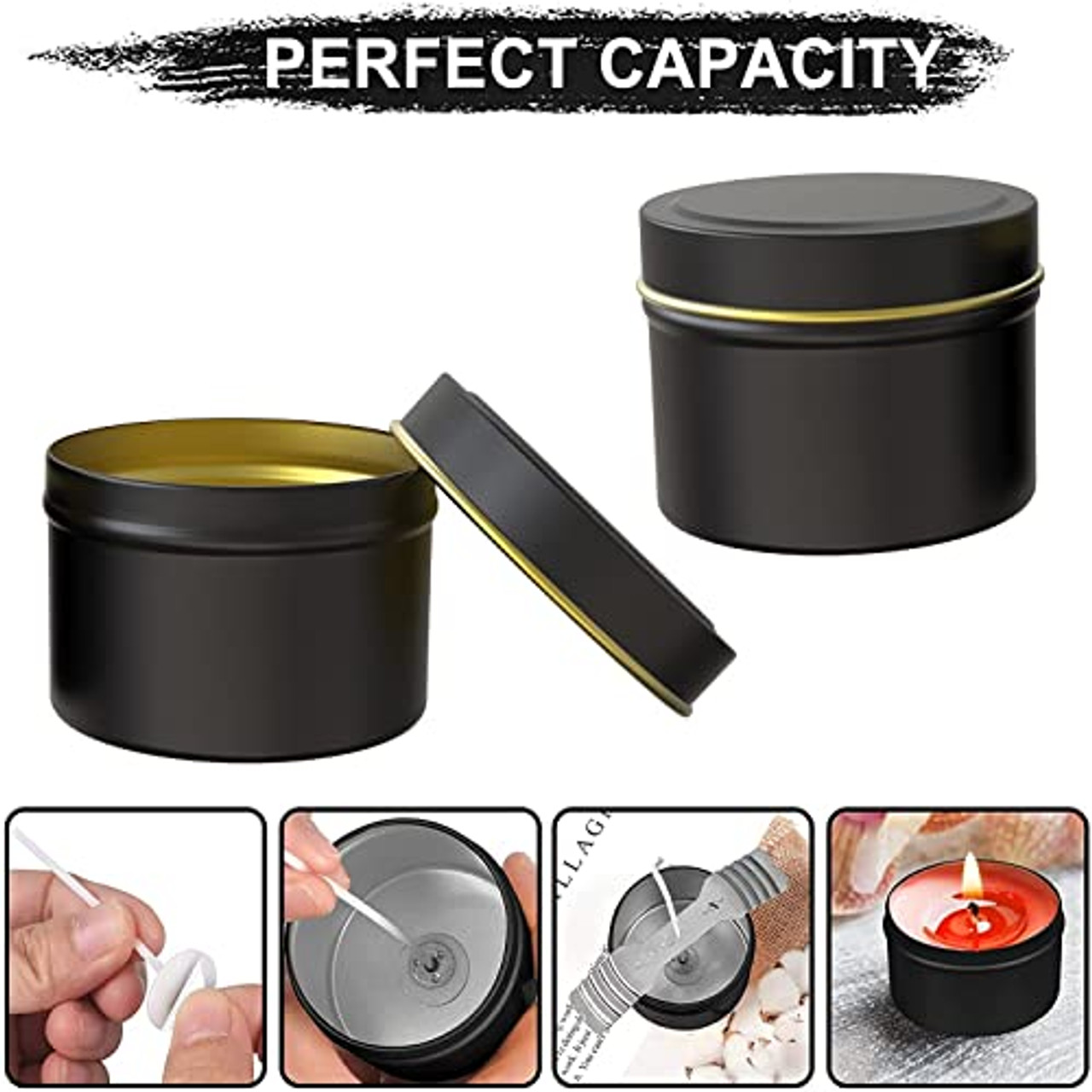27 Pieces Candle Tins 2.5 oz/4 oz/8 oz Candle Jars Black Metal Tin Cans