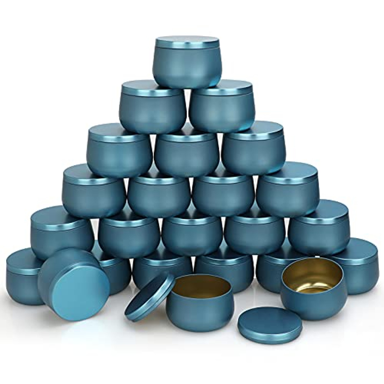 6 Piece Blue Ombre Candle Making Jars with lids