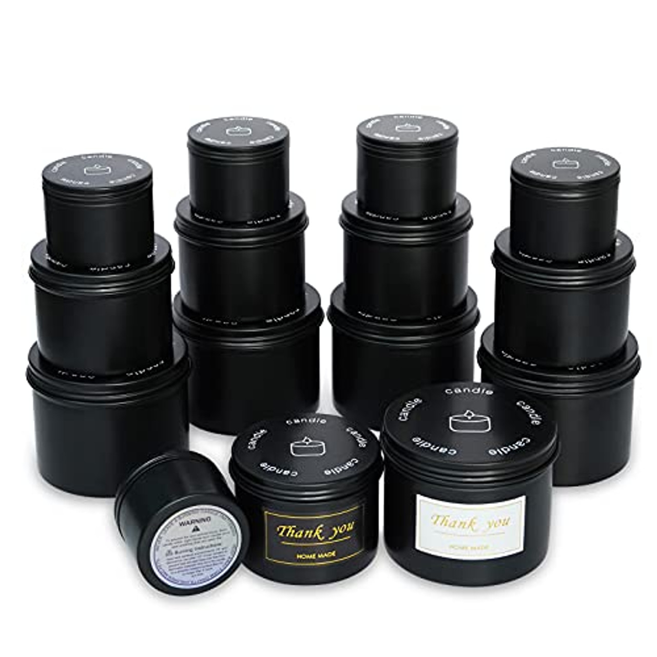 27 Pieces Candle Tins 2.5 oz/4 oz/8 oz Candle Jars Black Metal Tin Cans DIY  Candle Empty Tins Round Candle Containers for Candle Making Small Items  Storage Party Home Decorations, Mixed Sizes