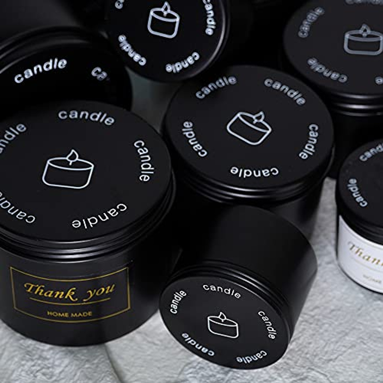 8-ounce Black Candle Tins