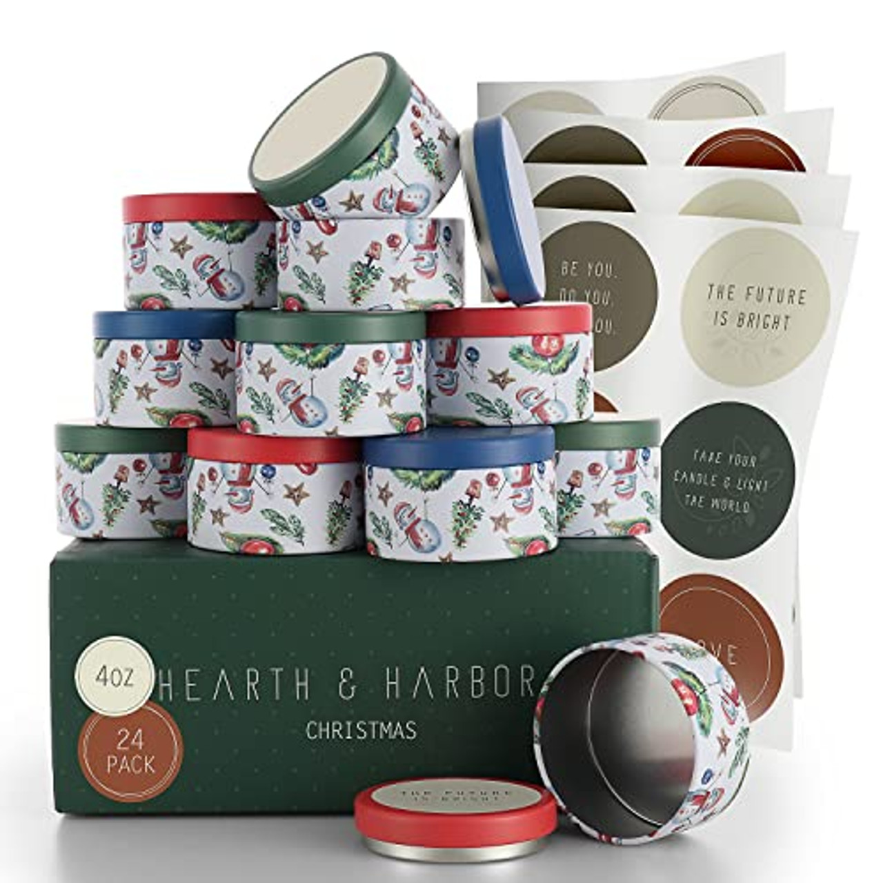  24 Pack Candle Tins with Lids, Bulk Empty Candle Jars