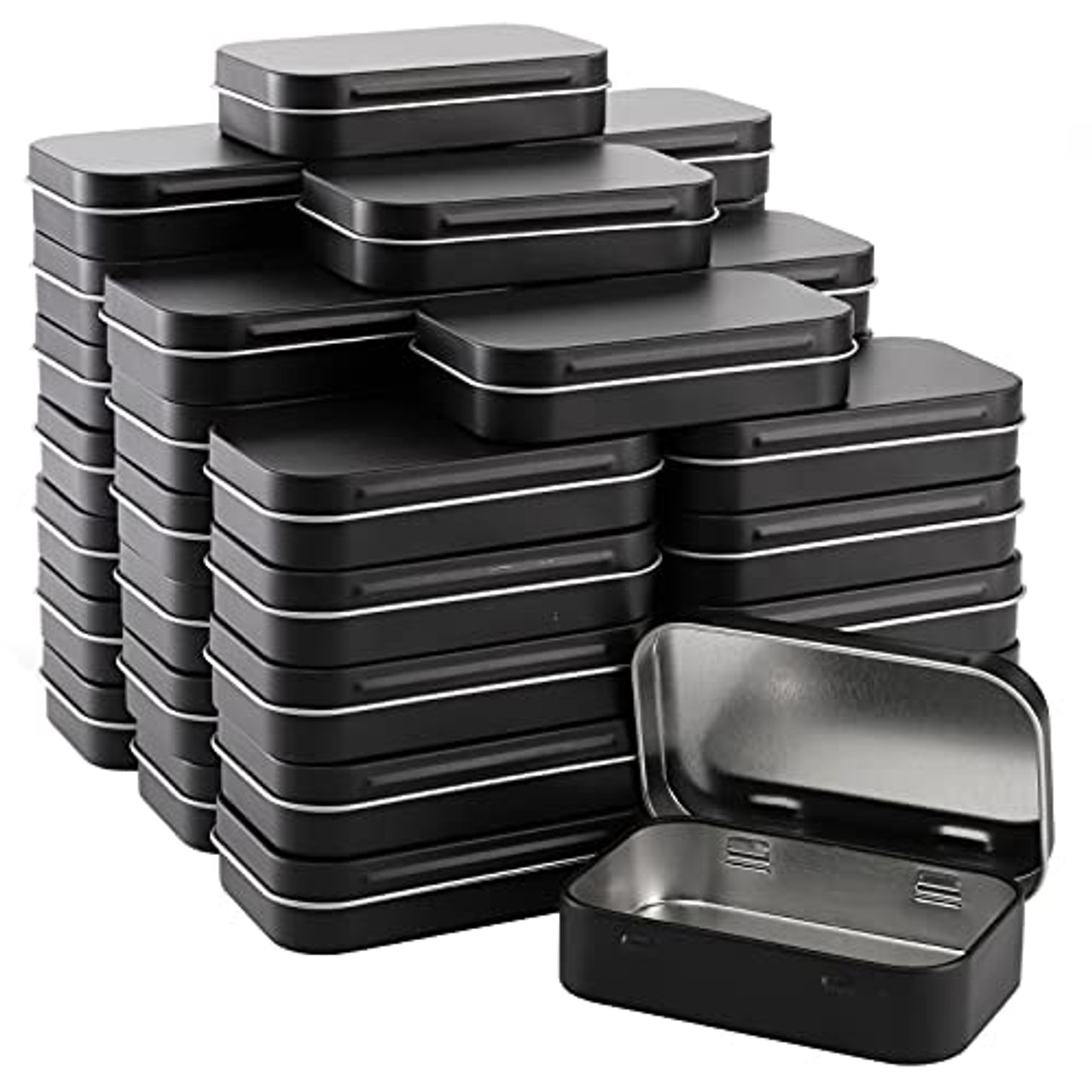 Aybloom Metal Rectangular Empty Hinged Tins - 30 Pack Silver Mini Portable  Box Containers Small Storage Kit & Home Organizer