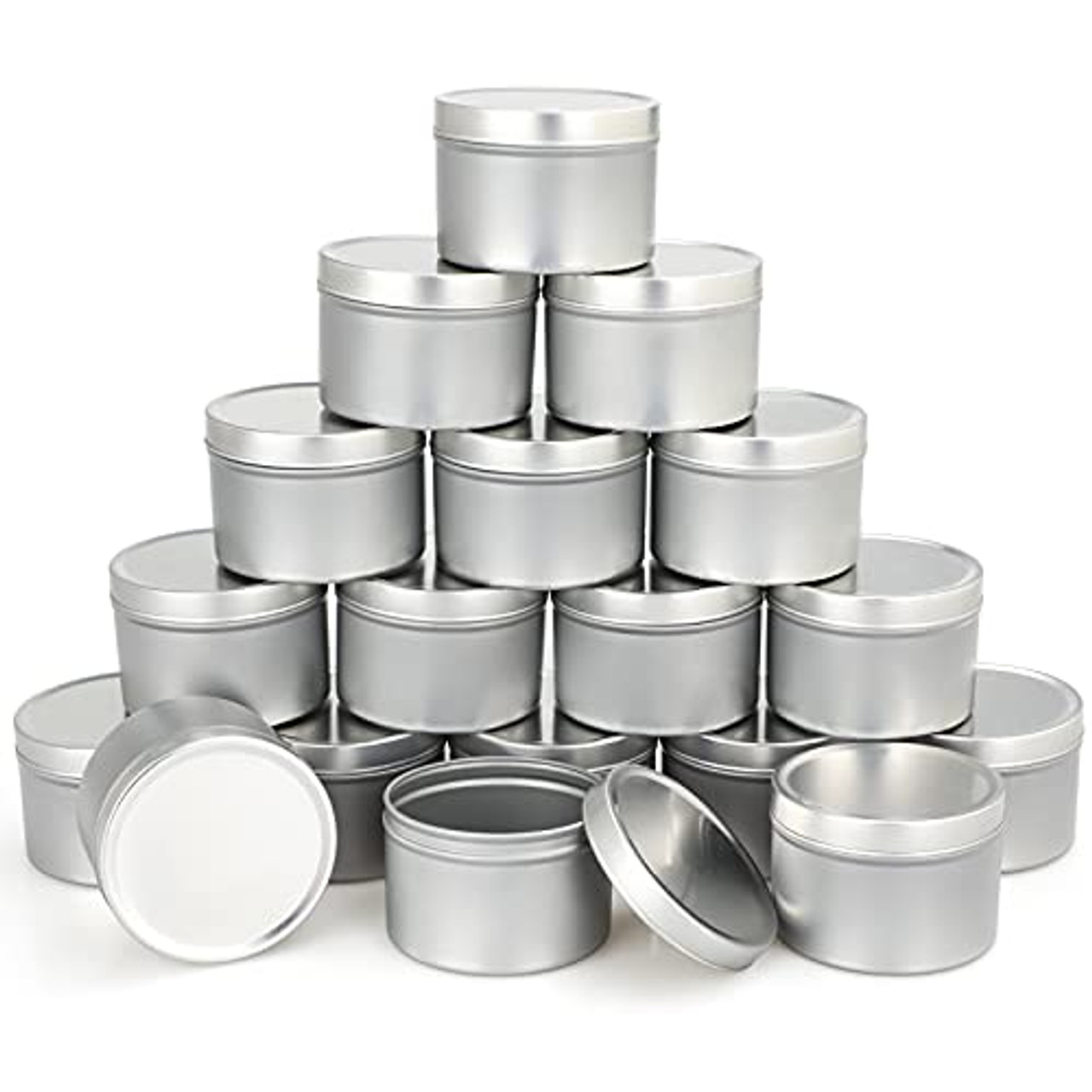 8 oz Silver Candle Tin with Feet, 12 Pack