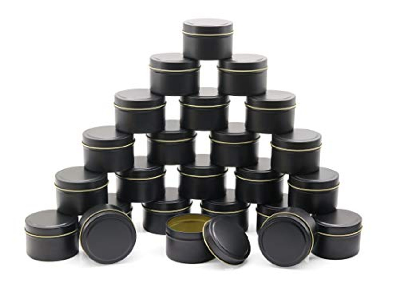 24 Packs 4 oz/8 oz Black Candle Tins with Lids,4oz/8oz Candle Jars