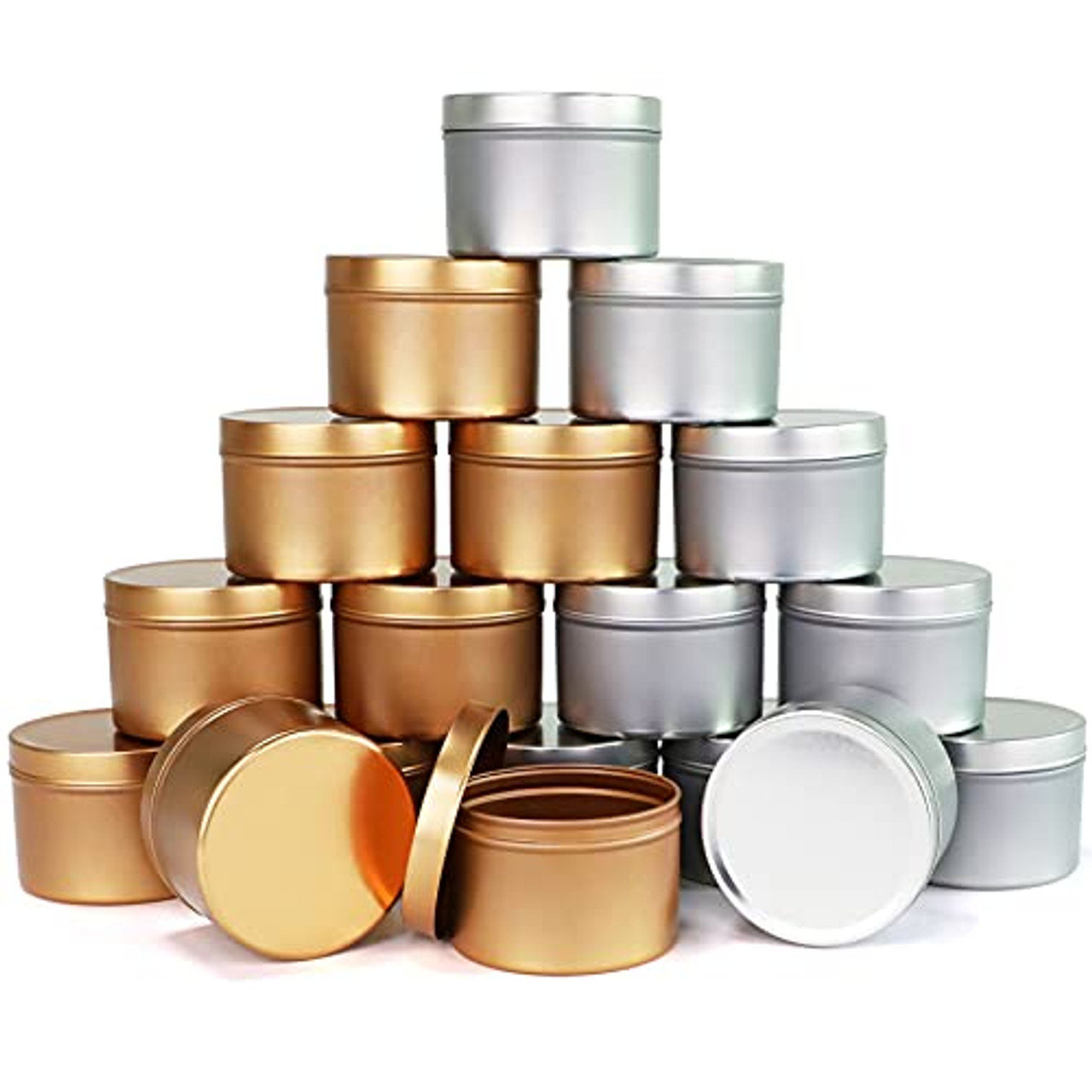 Candle Tins 8 oz, DIY Candle Containers Empty Candle Jars 18 Pack for  Candle Making, Arts & Crafts, Storage, Gifts and More, Gold & Silver