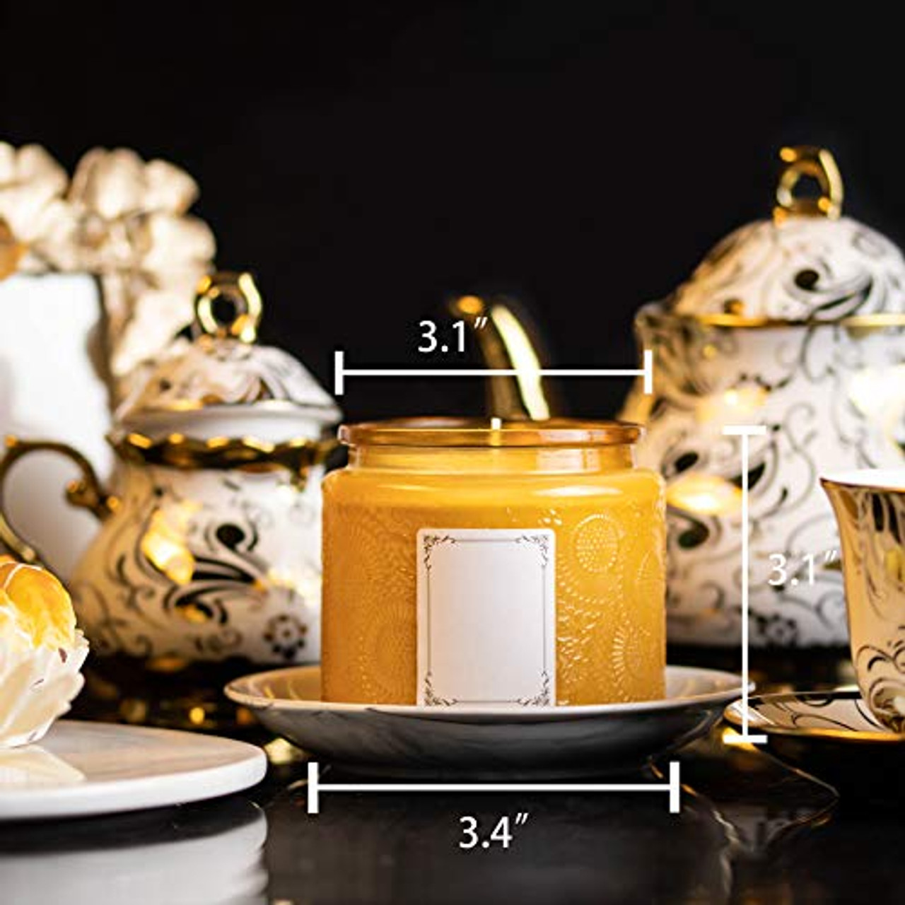 100ml Embossed Candle Jar Aromatherapy Candle Holder Glass Bottle with  Cover Storage Jar Living Room Fragrance