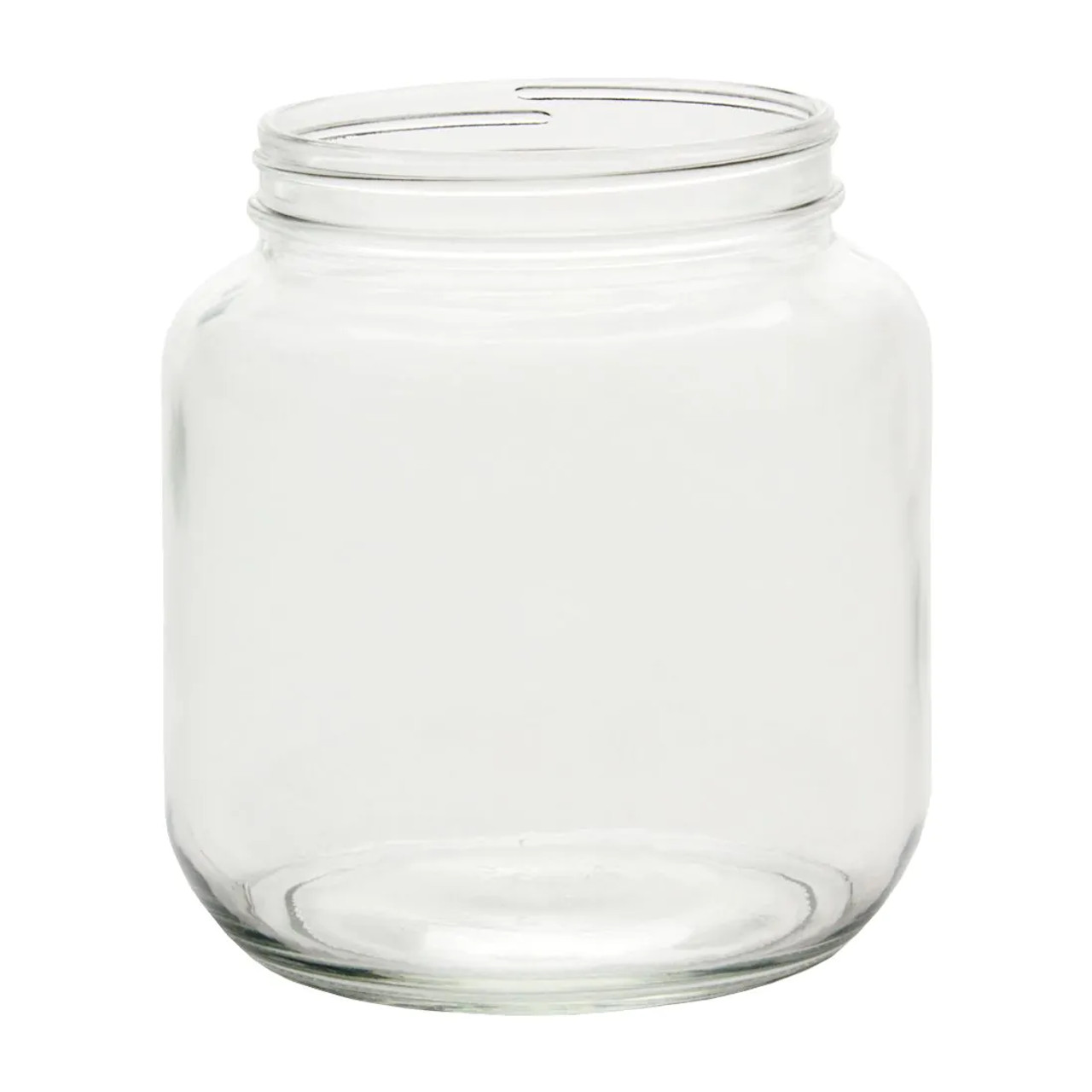 1/2 Gallon (64 oz) Clear Widemouth Glass Jar with White Metal Lid