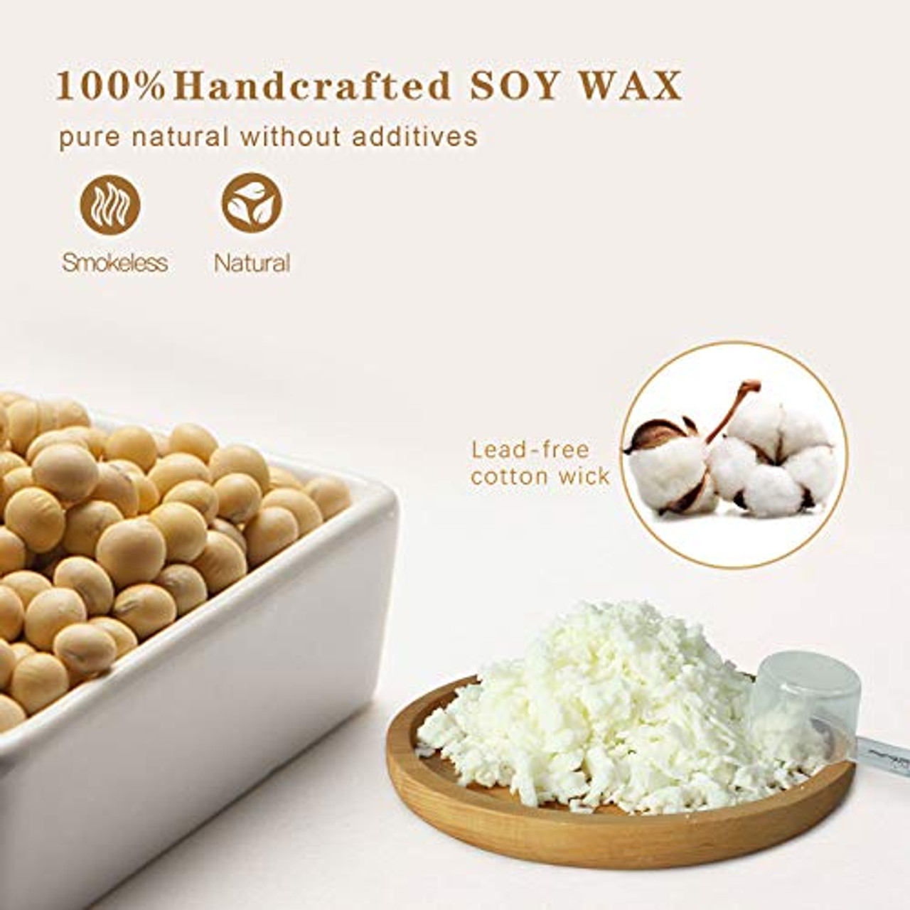 Hearts & Crafts Natural Soy Wax for Candle Making - 2 lbs Natural Soy Wax - 10 6-Inch Pre-Waxed Candle Wicks, 2 Metal Centering