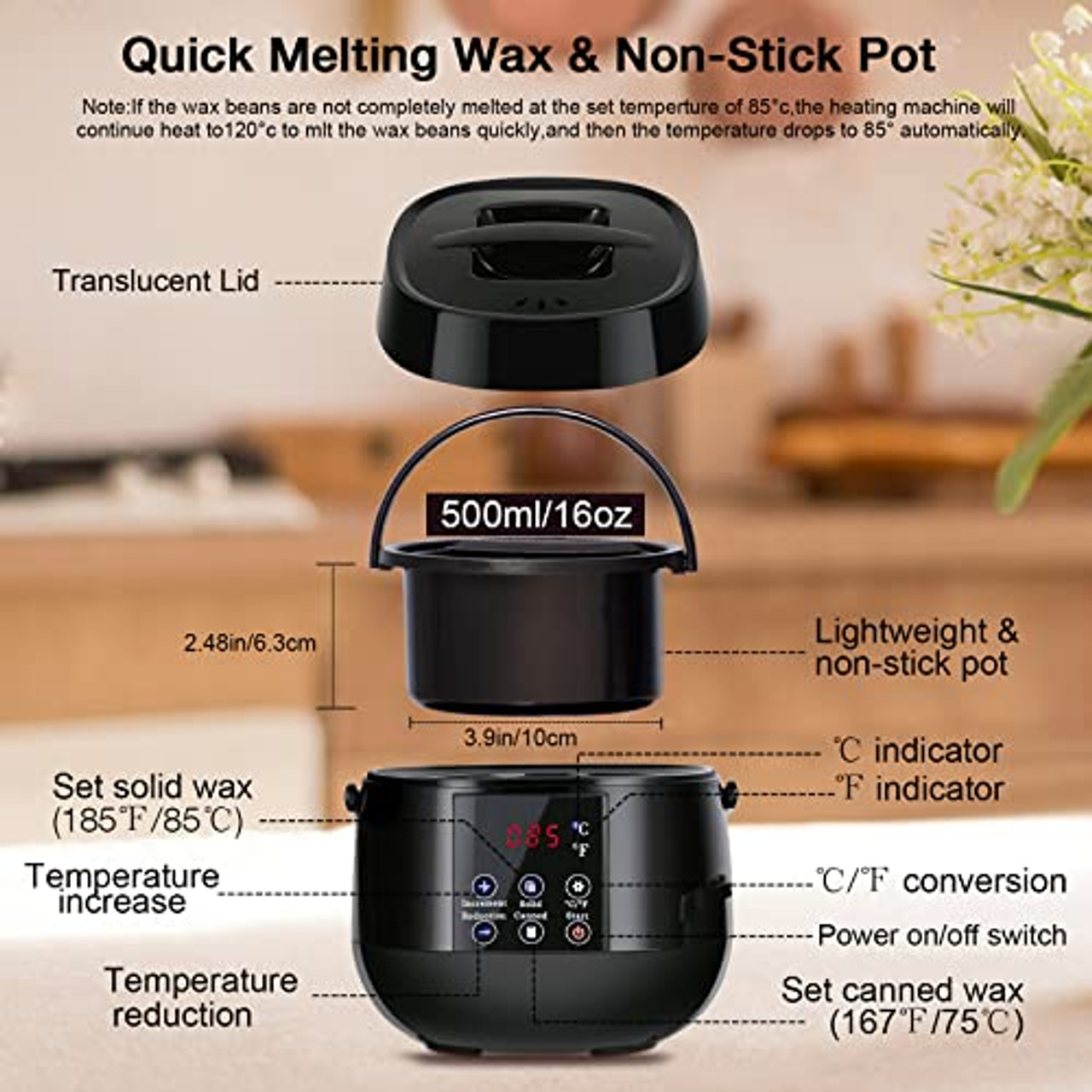 Wax Melter Candle Making Kit Jar Tin Electric Heat Pot Thermometer for  Beginners 840073642444