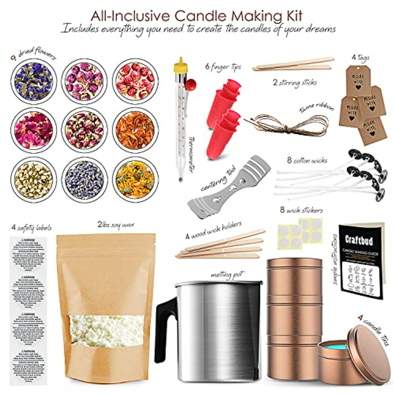 CraftBud DIY Natural Soy Wax Candle Making Kit