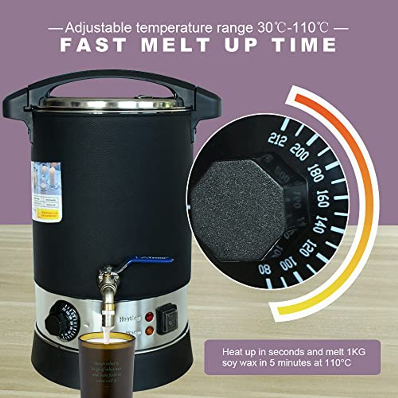 Wax Melter Candle Making Kit Jar Tin Electric Heat Pot Thermometer for  Beginners 840073642444