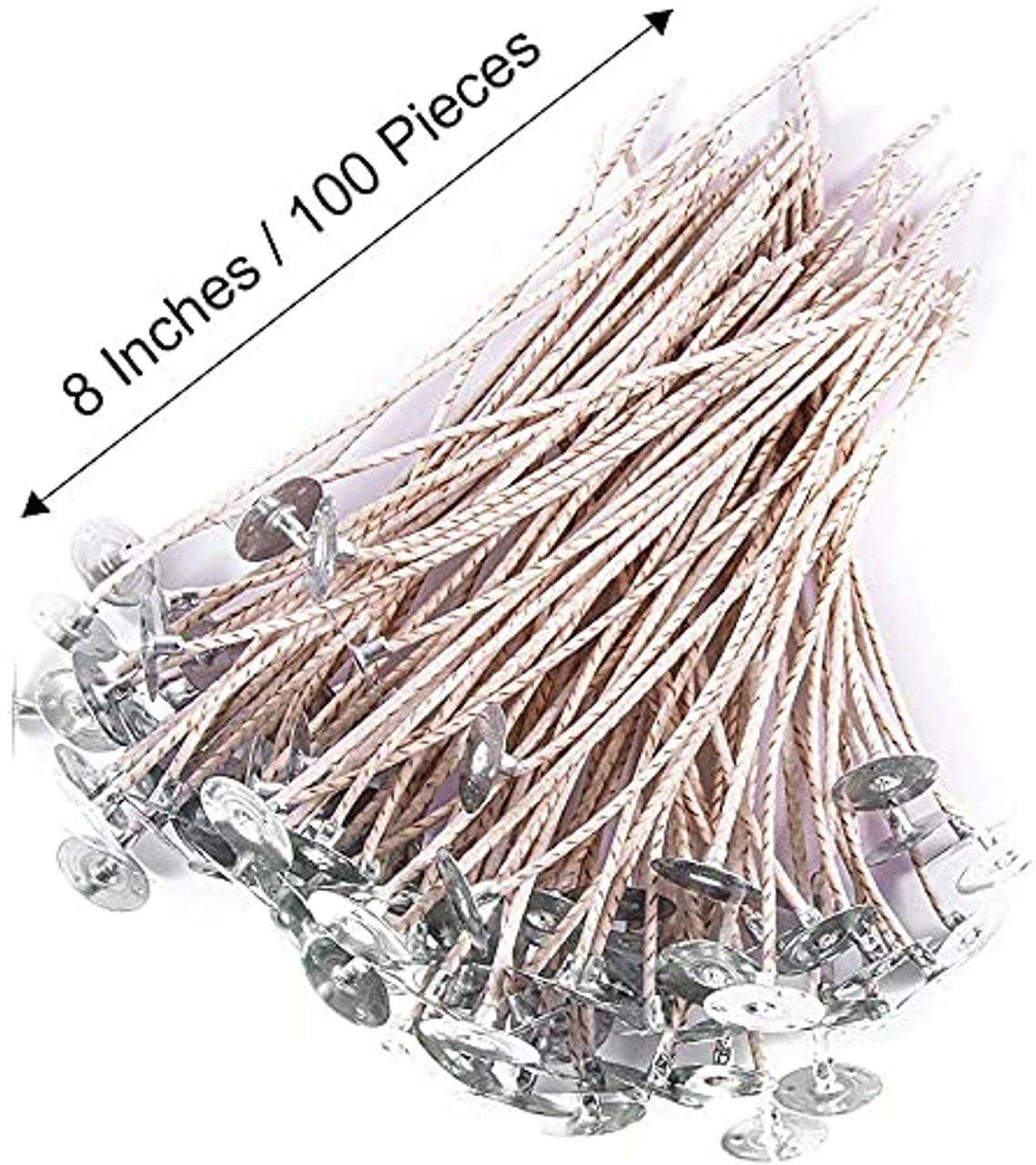 100pcs ECO 6 Wicks for Soy Candles, 6 inch Pre-Waxed Candle Wick for Candle  Making,Thick Candle Wick with Base