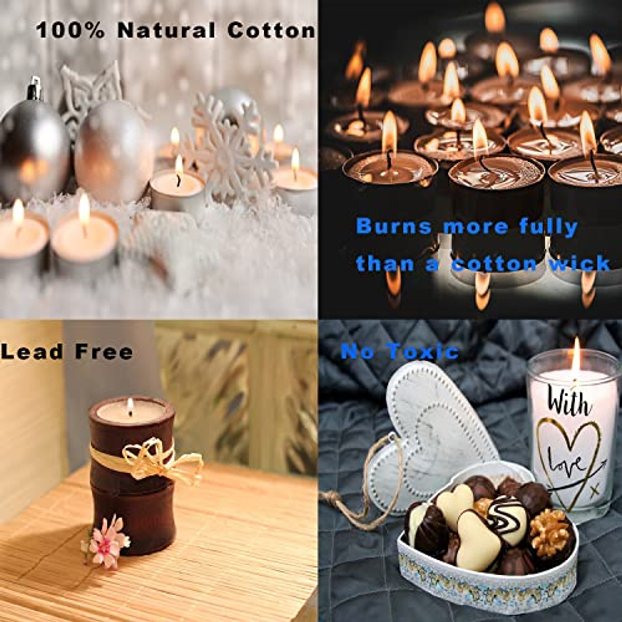 100pcs Cotton Candle Wicks, 6 inches Low Smoke Pre-Waxed Candle