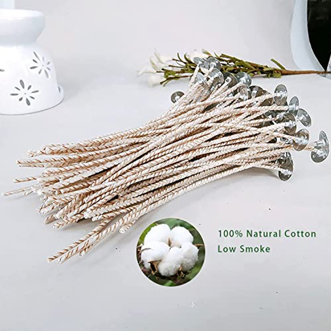 100pcs Natural 15cm Pre Waxed Candle Wicks for Candle Making