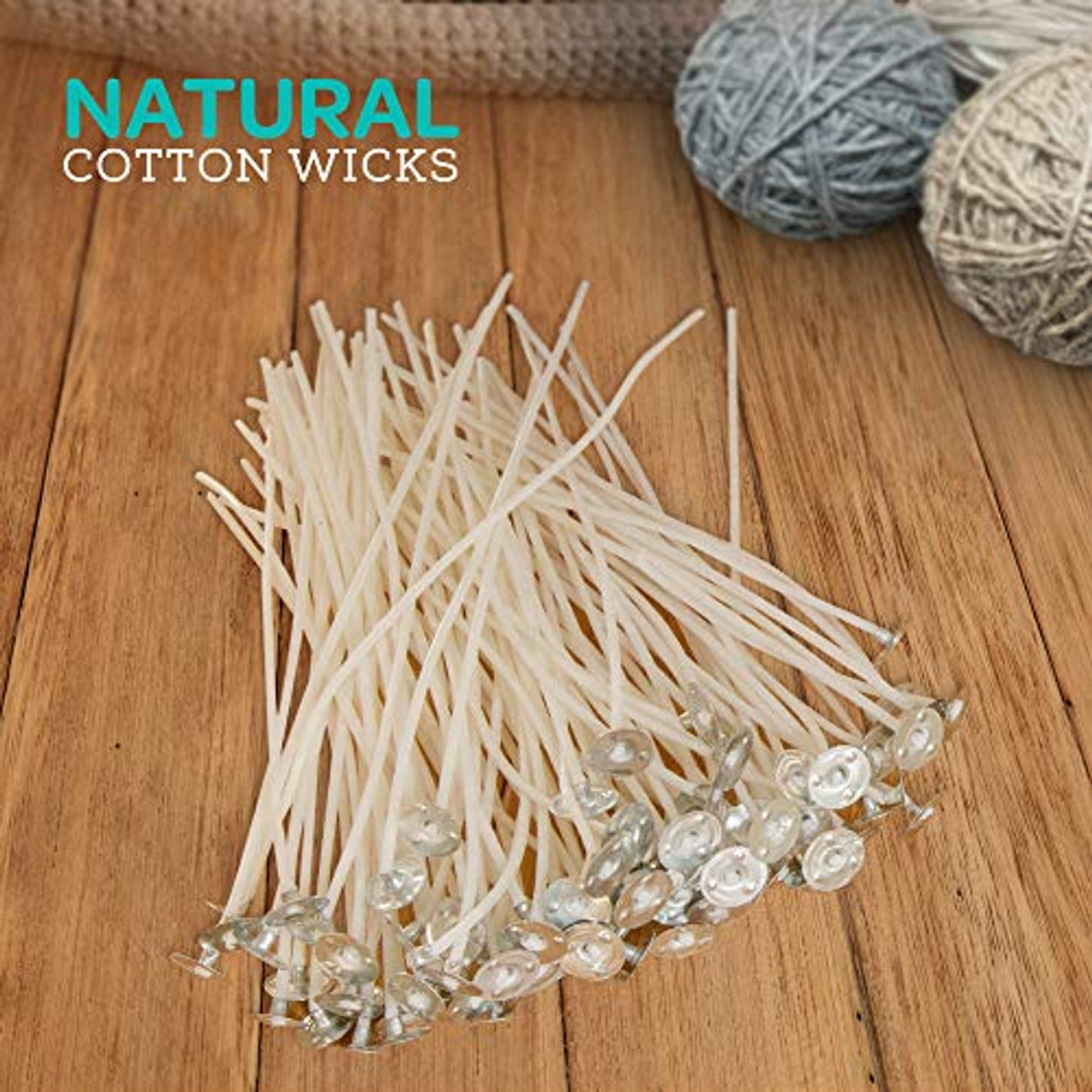 Low Smoke Natural Cotton Candle Wick Pre-Waxed Wick(6 inch) with