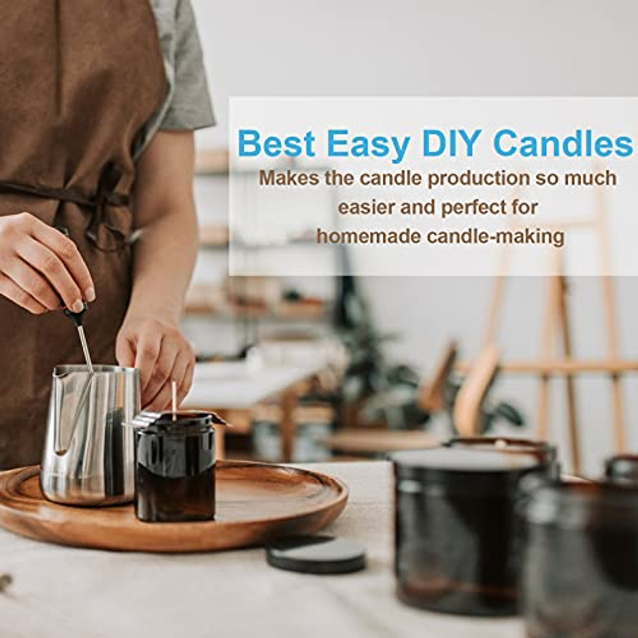 100 pcs ECO Wicks for Soy Candles, 6 inches Cotton Candle Wicks with Base,  Low Smoke, No Peculiar Smell with 100PCS Candle Wick Stickers, for Soy Wax.