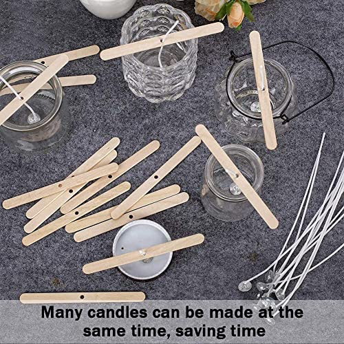 50-Piece Wooden Candle Wick Holders - Wick Centering Device For Candle Making, Multi-Wick Projects