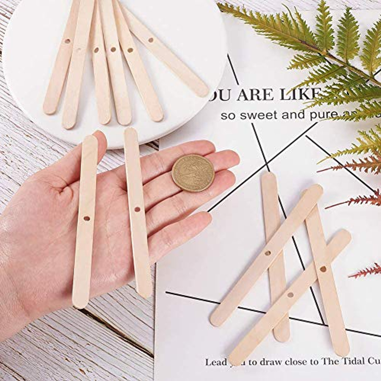 50pcs Wooden Candle Wick Holders, 3 Holes Candle Wicks Centering  Device,Candle Wick Bars, Wick Holders for Candle Making,Wick Clips  Centering Tools