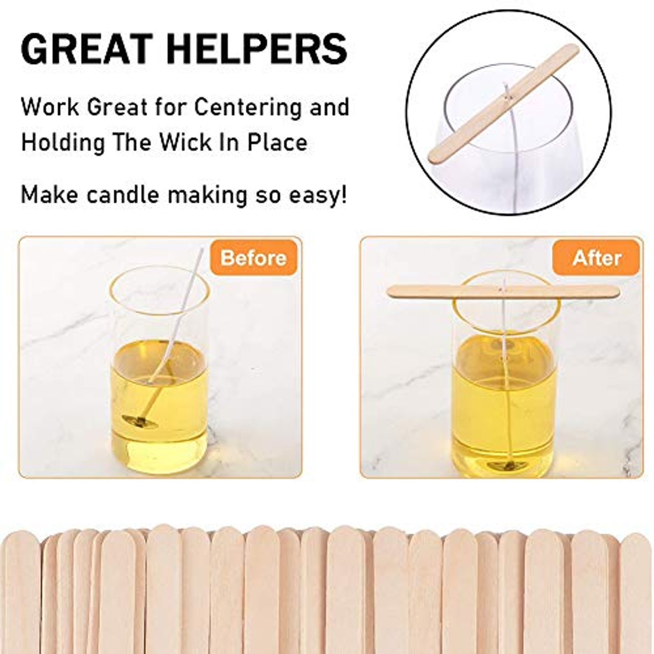 Wooden Candle Wick Holders Pack of 150pcs Wick Centering Devices Candle  Wick Bars for Candle Making … (