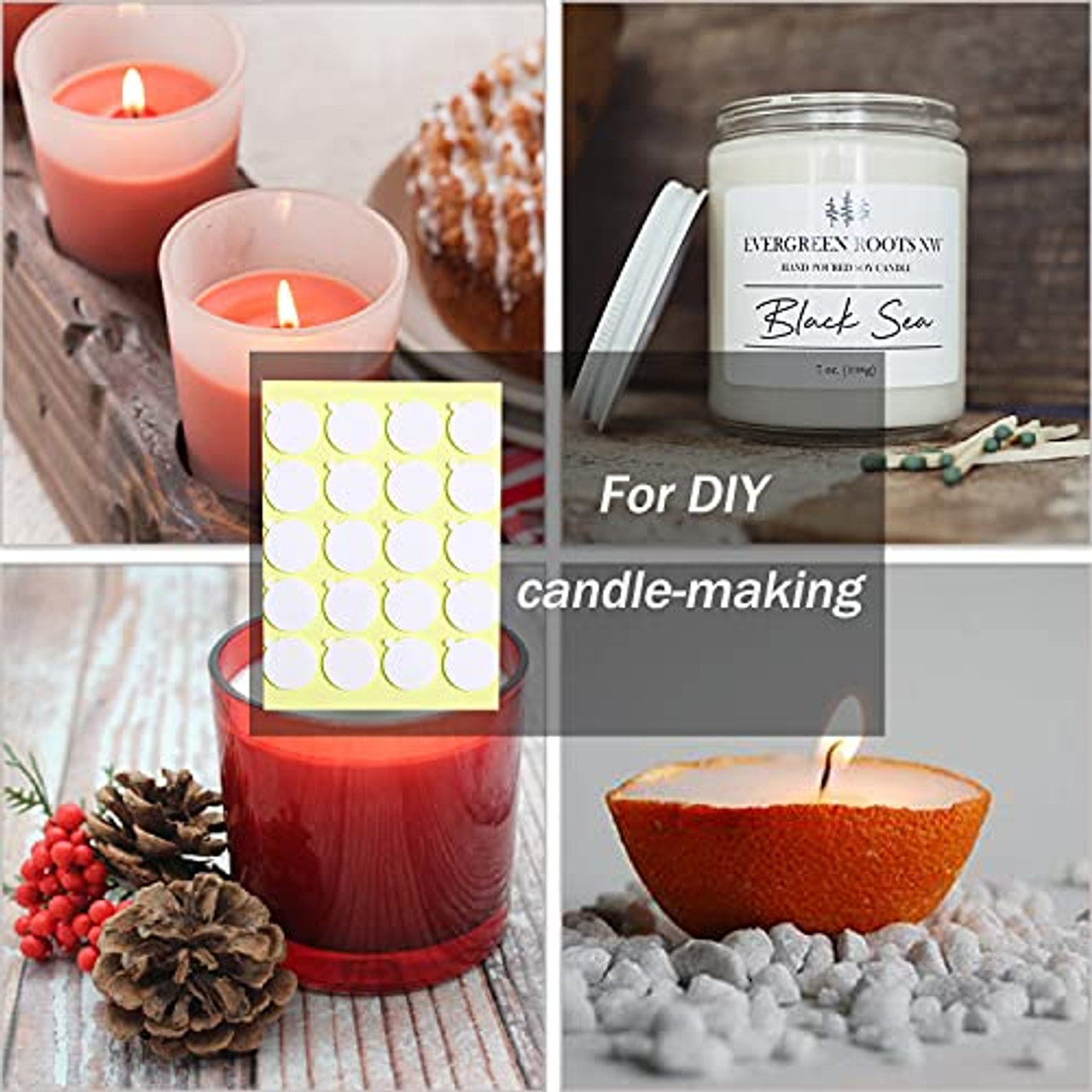 400Pcs Candle Wick Stickers, Adhere Steady in Hot Heatproof Wax Stickers, Candle  Wick Glue for Candle