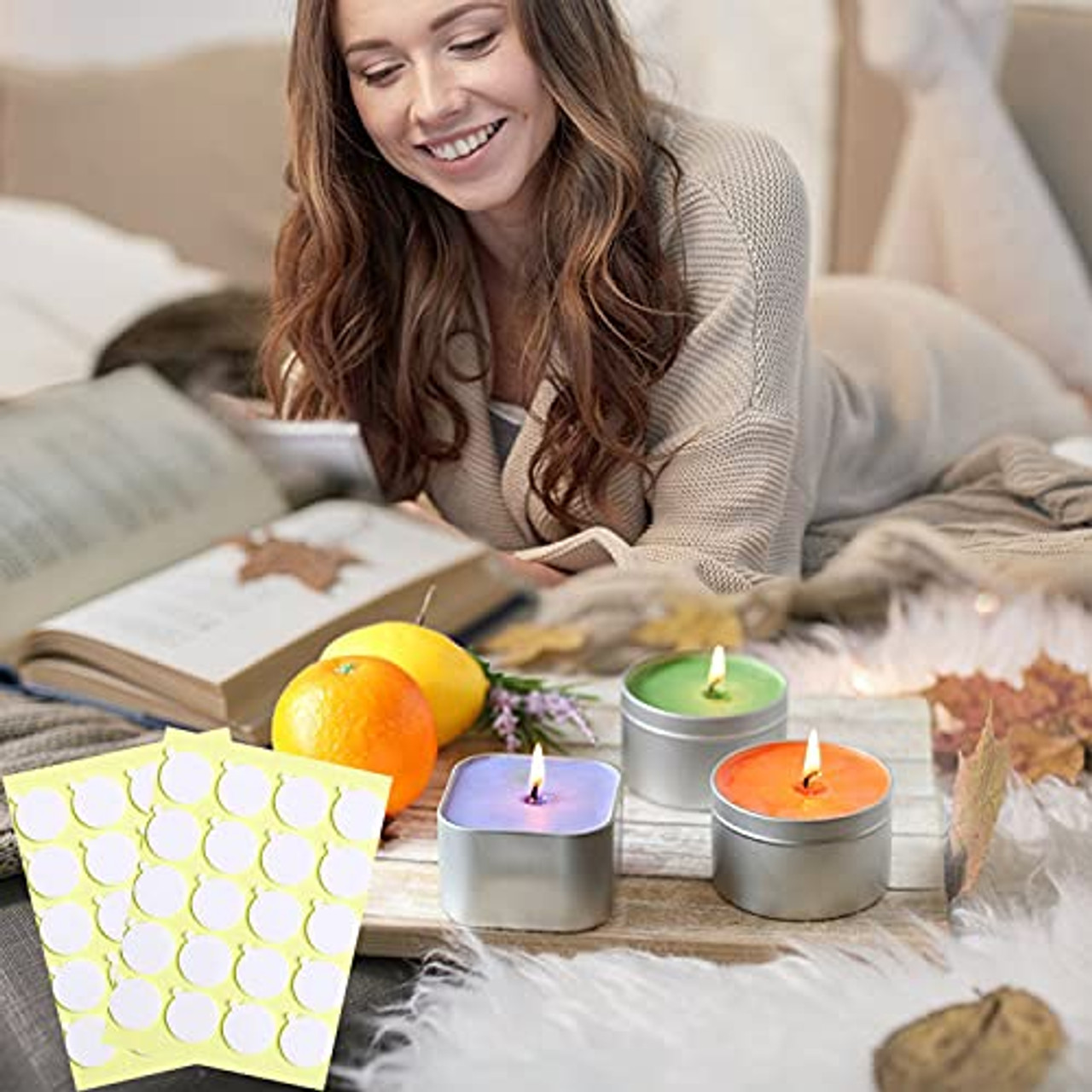 400Pcs Candle Wick Stickers, Adhere Steady in Hot Heatproof Wax Stickers,  Candle Wick Glue for Candle Making and Candle DIY