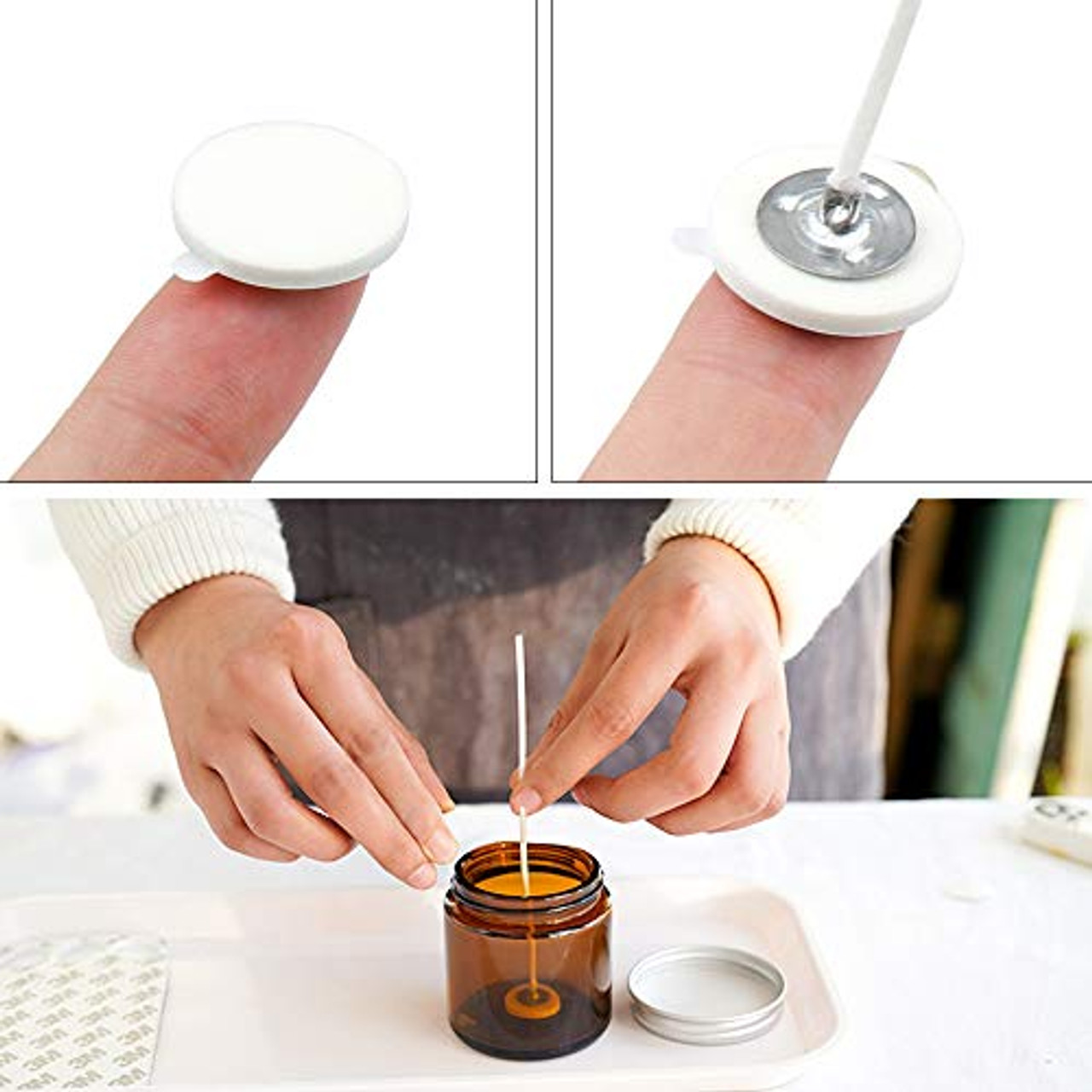 Candle Holder Wick for Candle Making - 150Pcs Wick Centering Tool Natural  Soy Wicks Candle Wick Holders - Metal Candle Holder Candle Wicks for Soy Wax  - Cotton Wick Stickers for Candle
