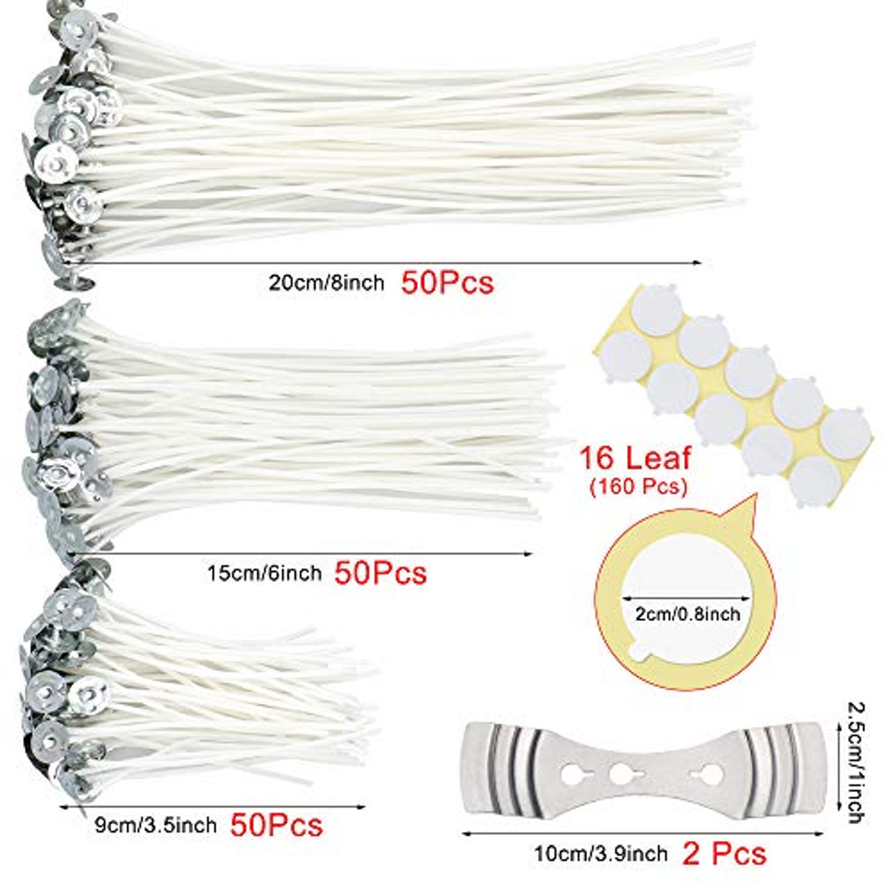 100pcs Eco 16 Wicks for Soy Candles, 6 inch Eco Pretabbed Candle Wicks for Candle Making,CD 22 Thick Candle Wick with Base