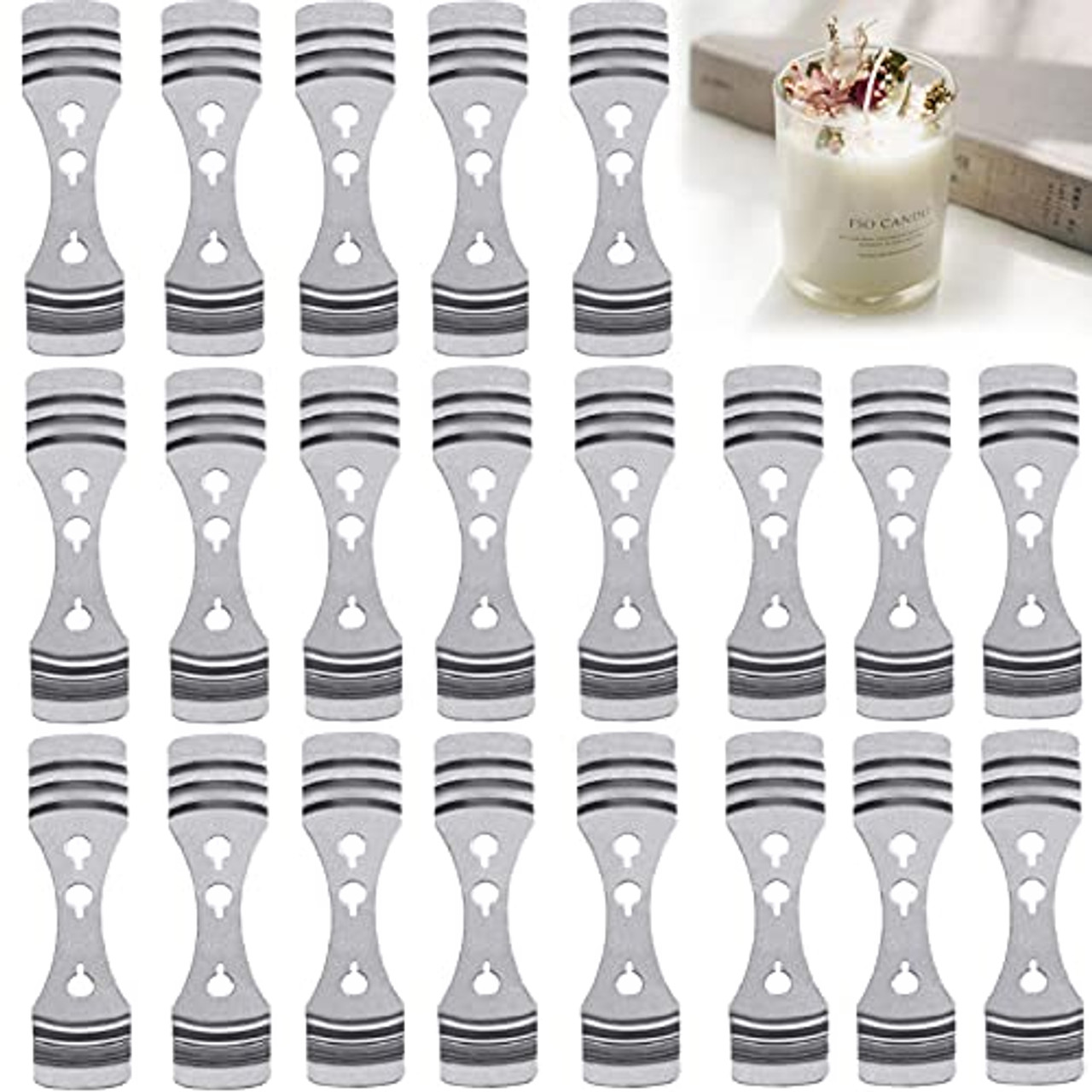 20pcs Metal Candle Wick Holders, Upgraded Candle Wick Centering Devices,  Silver Stainless Steel Candle Wick Holder