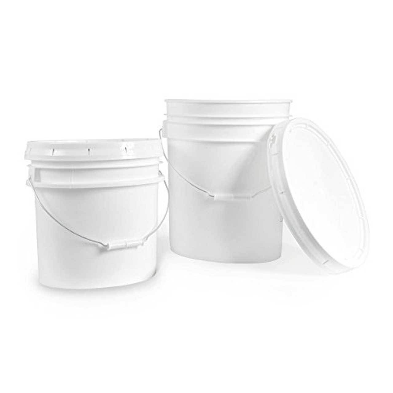 Ropak USA 3.5 Gallon Food Grade White Plastic Bucket with Handle & Lid - Set of 6