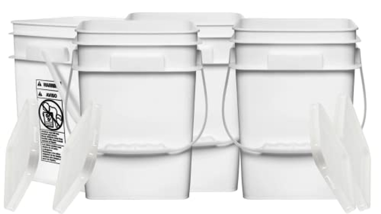 2 gal. Square Ez Stor® Bucket Pail and lid, w/handle , 6 Pack