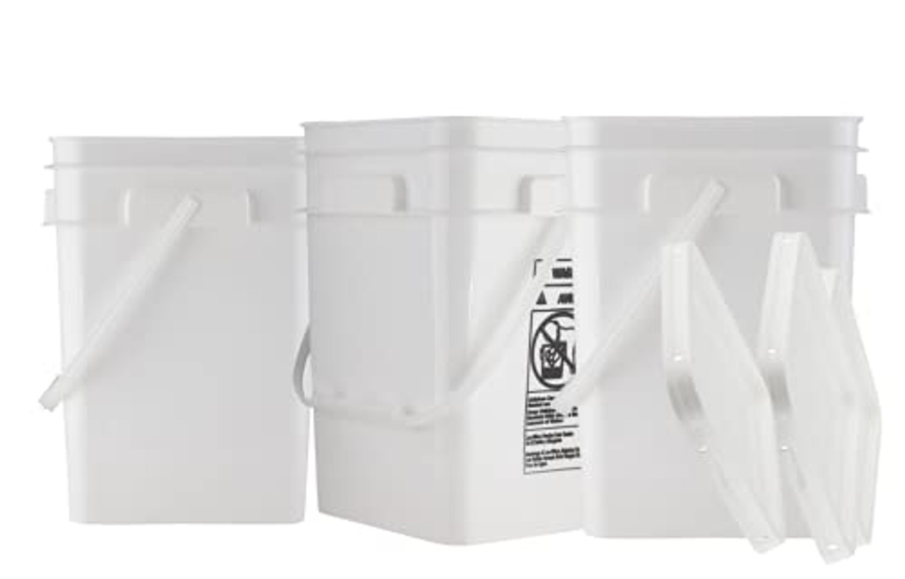 2 gal. Square Ez Stor® Bucket Pail and lid, w/handle , 6 Pack