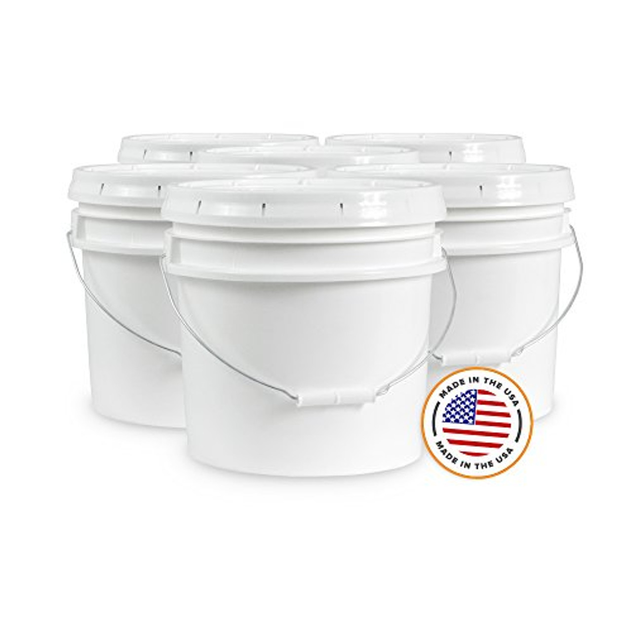 House Naturals 4 Gallon Square Food Grade Bucket Pail with Plastic Handles  and Lid (Pack of 3) Made in USA containers (Black)