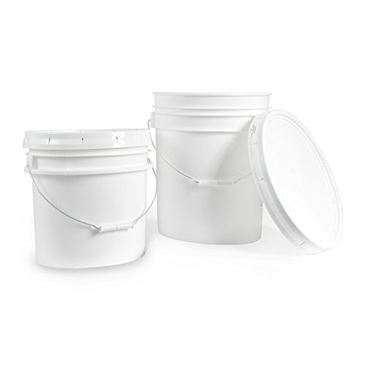 Ropak USA 3.5 gallon Food Grade White Plastic Bucket with Handle & Lid -  Set of 6