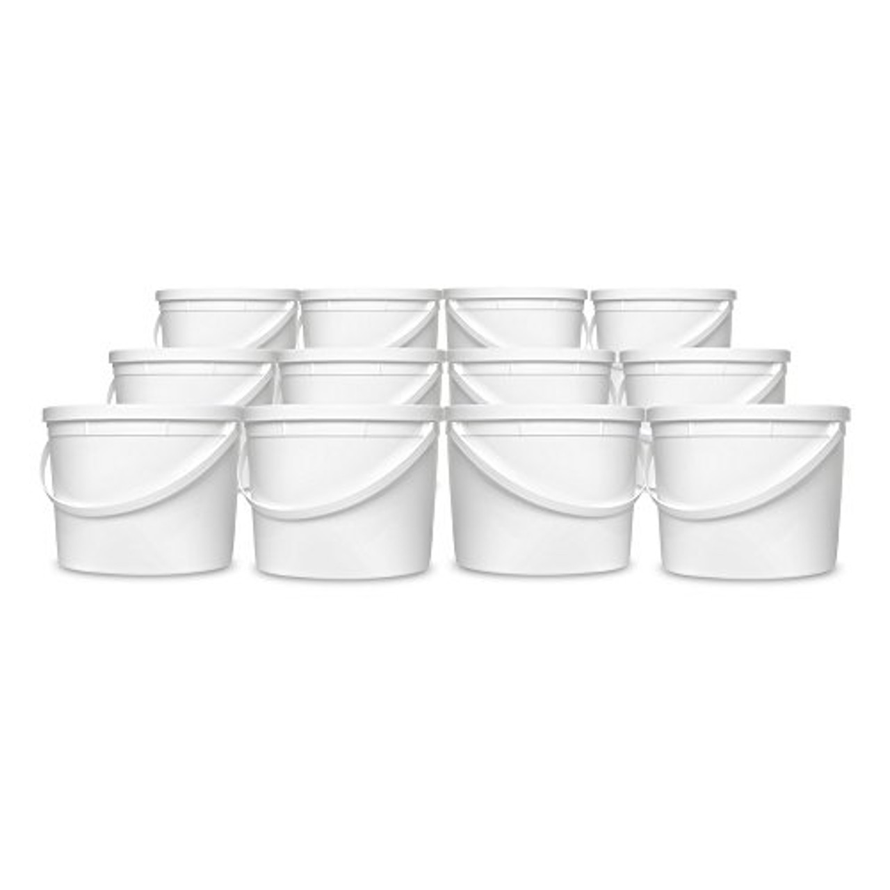 5 Gallon White Plastic Bucket Only - Durable 90 Mil All Purpose Pail - Food Grade Buckets No Lids Included - Contains No BPA Plastic - Recyclable 