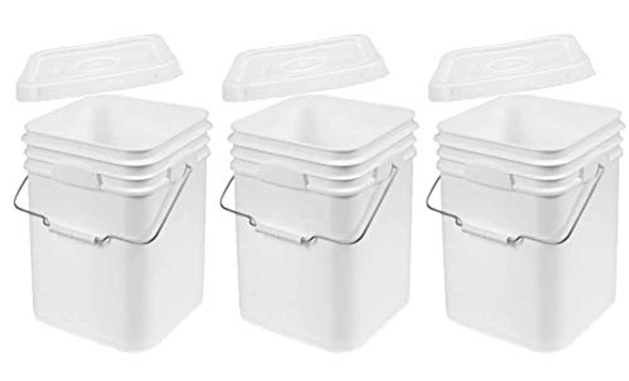 Terra Products Co. White Pails and Lids - Heavy Duty Buckets for Storage -  Economical, Durable and Easy